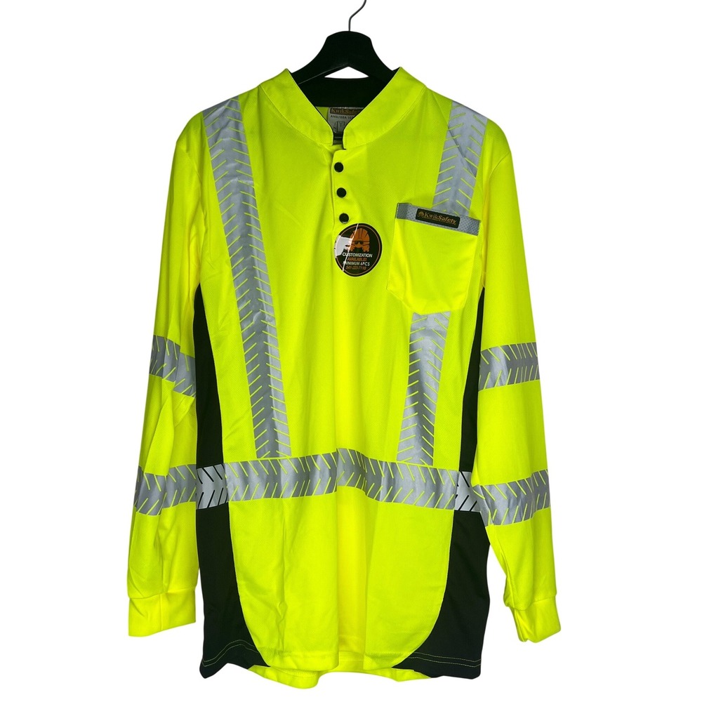 KwikSafety KS4407 LS Small Hi Vis Safety Shirt Long Sleeve ANSI Class 2 Yellow